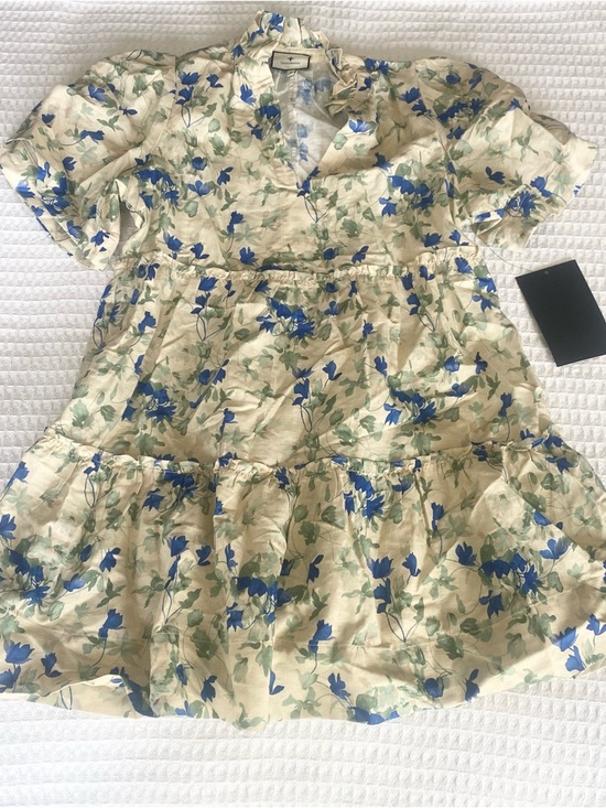 Tuckernuck Dresses & Skirts - Tuckernuck Cream Floral Tiered Mini Dress with Blue Blooms NWT medium